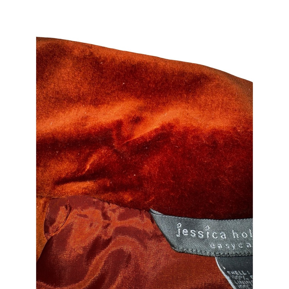 Jessica Holbrook Jacket Women Orange Velvet Floral Embroidered Button Up Size M - Picture 10 of 10